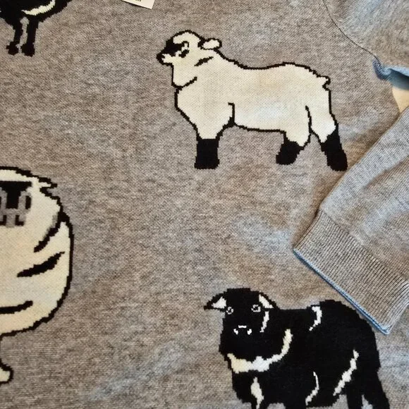 Cracker Barrel Astrologie Small S Sheep Lamb Black White Sweater Crew Sweatshirt - Picture 6 of 16